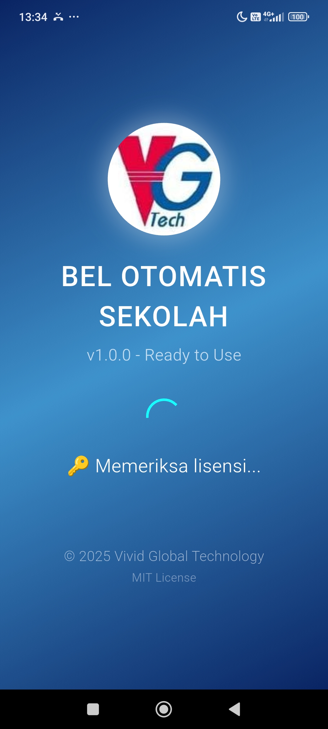 Tampilan aplikasi VGTECH